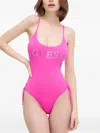 Guess Usa Logo-embellished Swimsuit In Pink