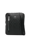 Guess Usa Logo-embossed Messenger Bag In Black