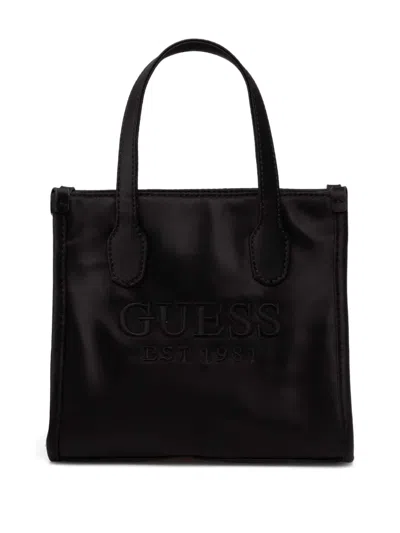 Guess Usa Logo-embossed Mini Tote Bag In Black