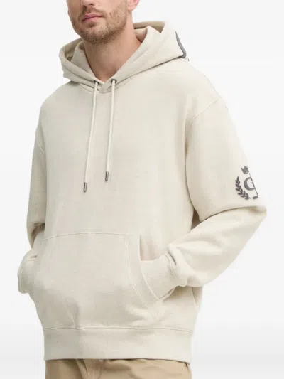 Guess Usa Logo-embroidered Hoodie In Neutral