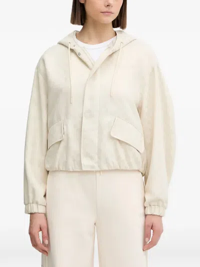 Guess Usa Logo-embroidered Jacket In Neutral