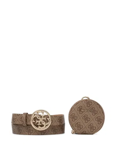 Guess Usa Logo-jacquard Belt In Neutrals