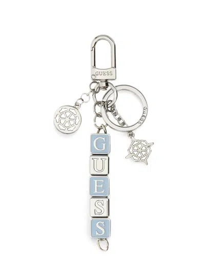 Guess Usa Logo Keychain In Metallic