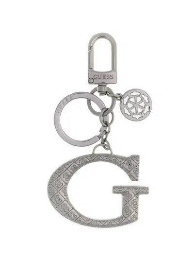 Guess Usa Logo Keyring In Metallic