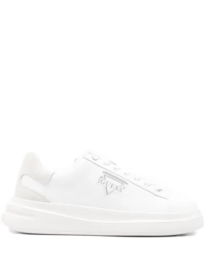 Guess Usa Logo Lace-up Low-top Sneakers In White