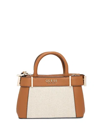 Guess Usa Logo-lettering Crossbody Bag In Brown