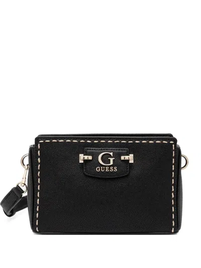 Guess Usa Logo-lettering Crossbody Bag In Black