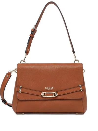 Guess Usa Logo-lettering Crossbody Bag In Brown