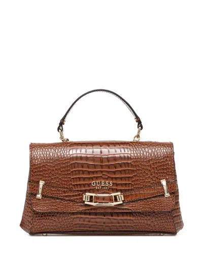 Guess Usa Logo-lettering Crossbody Bag In Brown