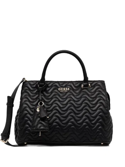 Guess Usa Logo-lettering Satchel Bag In Black