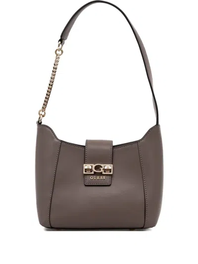 Guess Usa Logo-lettering Shoulder Bag In Brown