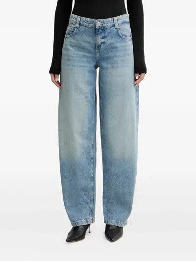 Guess Usa Logo-patch Jeans In Blue