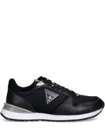 Guess Usa Logo-patch Lace-up Sneakers In Black
