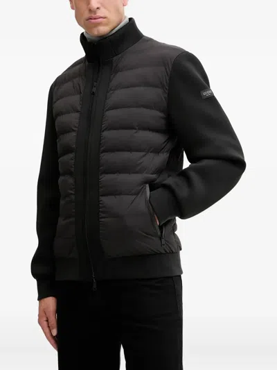 Guess Usa Logo-patch Padded Jacket In Black