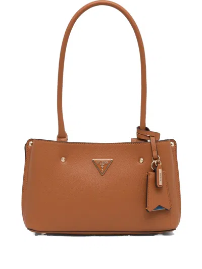 Guess Usa Logo-patch Shoulder Bag In Orange
