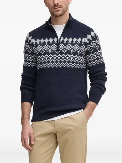 Guess Usa Logo-patch Sweater In Blue