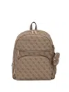 Guess Usa Logo-pattern Backpack In Brown