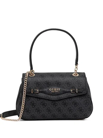 Guess Usa Logo-pattern Shoulder Bag In Black