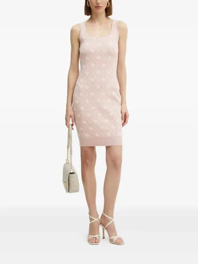 Guess Usa Logo-pattern Sleeveless Mini Dress In Pink
