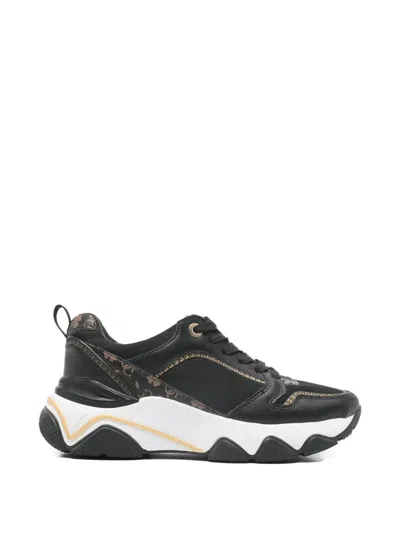 Guess Usa Logo Pattern Sneakers In Black
