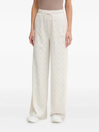 Guess Usa Logo-pattern Track Pants In Neutral