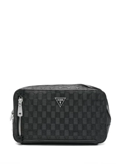 Guess Usa Logo-plaque Belt Bag In Black