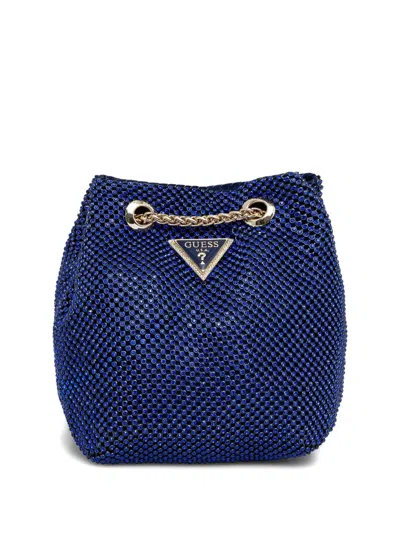 Guess Usa Logo-plaque Bucket Bag In 蓝色