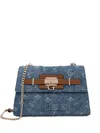 Guess Usa Logo-plaque Chain Satchel Bag In Multi