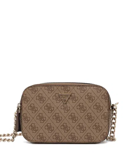 Guess Usa Logo-plaque Chain-strap Cross Body Bag In Brown
