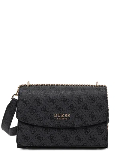 Guess Usa Logo-plaque Chain-strap Satchel Bag In Black
