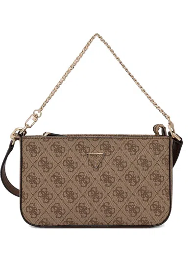 Guess Usa Logo-plaque Chain-strap Shoulder Bag In Neutral