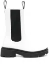 Guess Usa Logo-plaque Chelsea Leather Boots In White