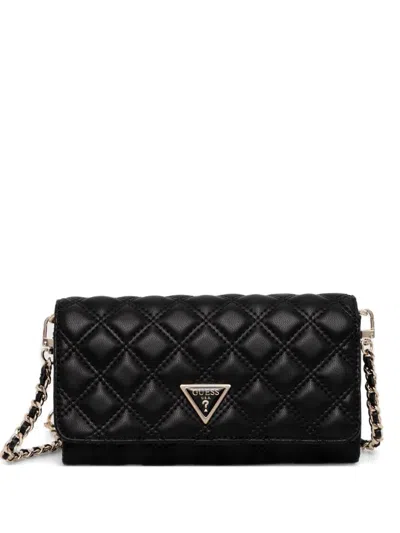 Guess Usa Logo-plaque Clutch Bag In Black