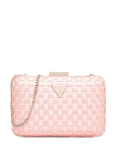 Guess Usa Logo-plaque Clutch Bag In Pink