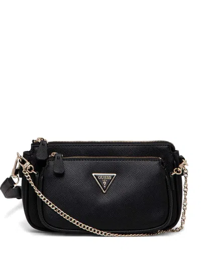 Guess Usa Logo-plaque Crossbody Bag In Black