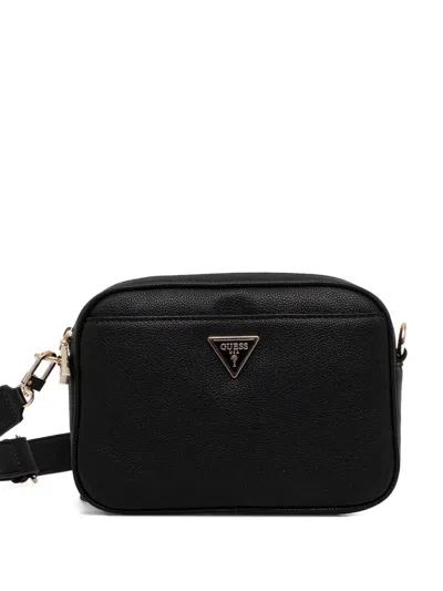 Guess Usa Logo-plaque Crossbody Bag In Black