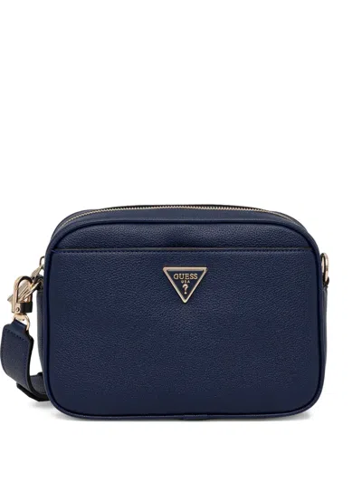 Guess Usa Logo-plaque Crossbody Bag In Blue