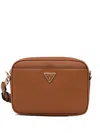 Guess Usa Logo-plaque Crossbody Bag In Brown