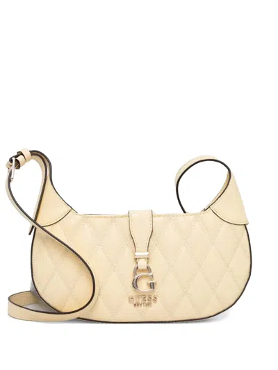 Guess Usa Logo-plaque Crossbody Bag In Yellow