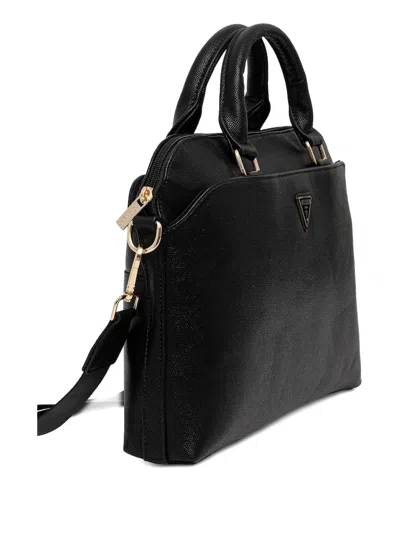Guess Usa Logo-plaque Laptop Bag In Black