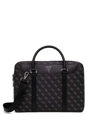 Guess Usa Logo-plaque Laptop Bag In Black