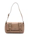 Guess Usa Logo-plaque Leather Crossbody Satchel In Brown