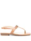 Guess Usa Logo-plaque Leather Sandals In Brown