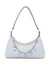 Guess Usa Logo-plaque Leather Shoulder Bag In Blue
