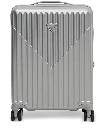 Guess Usa Logo-plaque Luggage In Grey