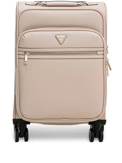 Guess Usa Logo-plaque Luggage In Neutrals