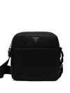 Guess Usa Logo-plaque Messenger Bag In Black