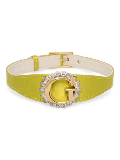 Guess Usa Logo-plaque Necklace In Green