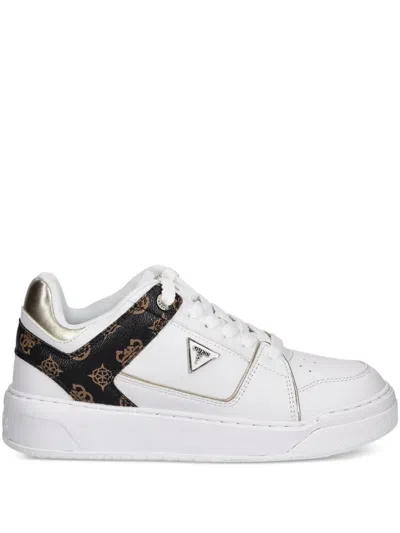 Guess Usa Logo-plaque Panelled Sneakers In White