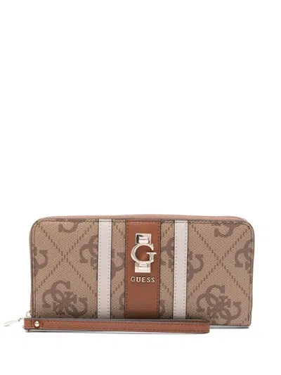 Guess Usa Logo-plaque Panelled Wallet In Neutral